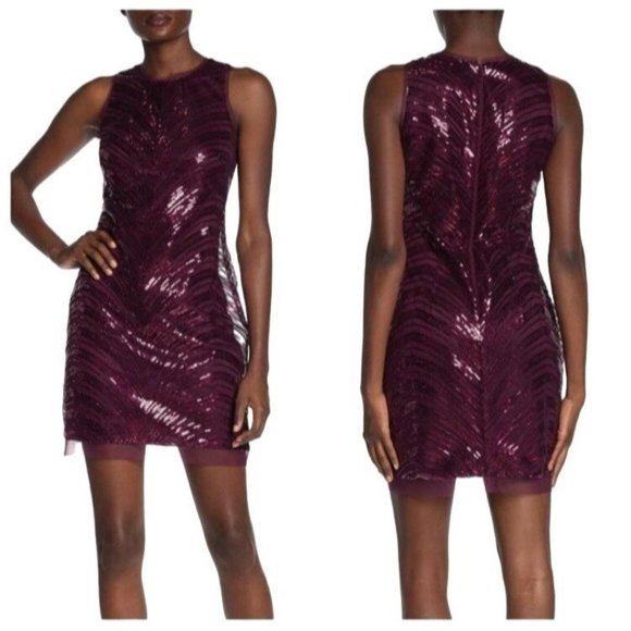 Vince Camuto Dresses & Skirts - COPY - Vince Camuto Burgundy Sequin Cocktail Party Dress Size 14 Sleeveless Shi…